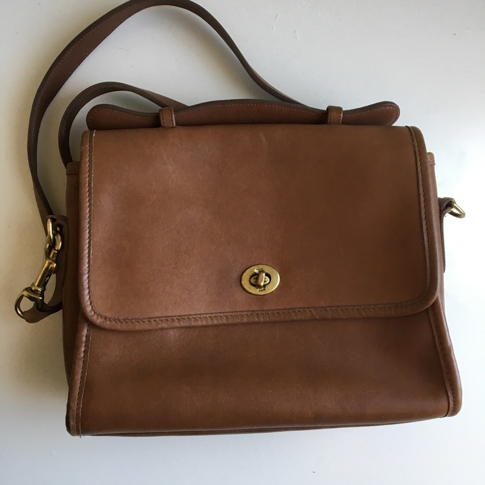 Coach tan/brown crossbody bag/purse with handle